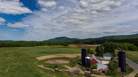 Aerial view of Ricketson farm in Stoew