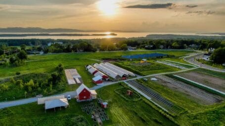 sunset over farm